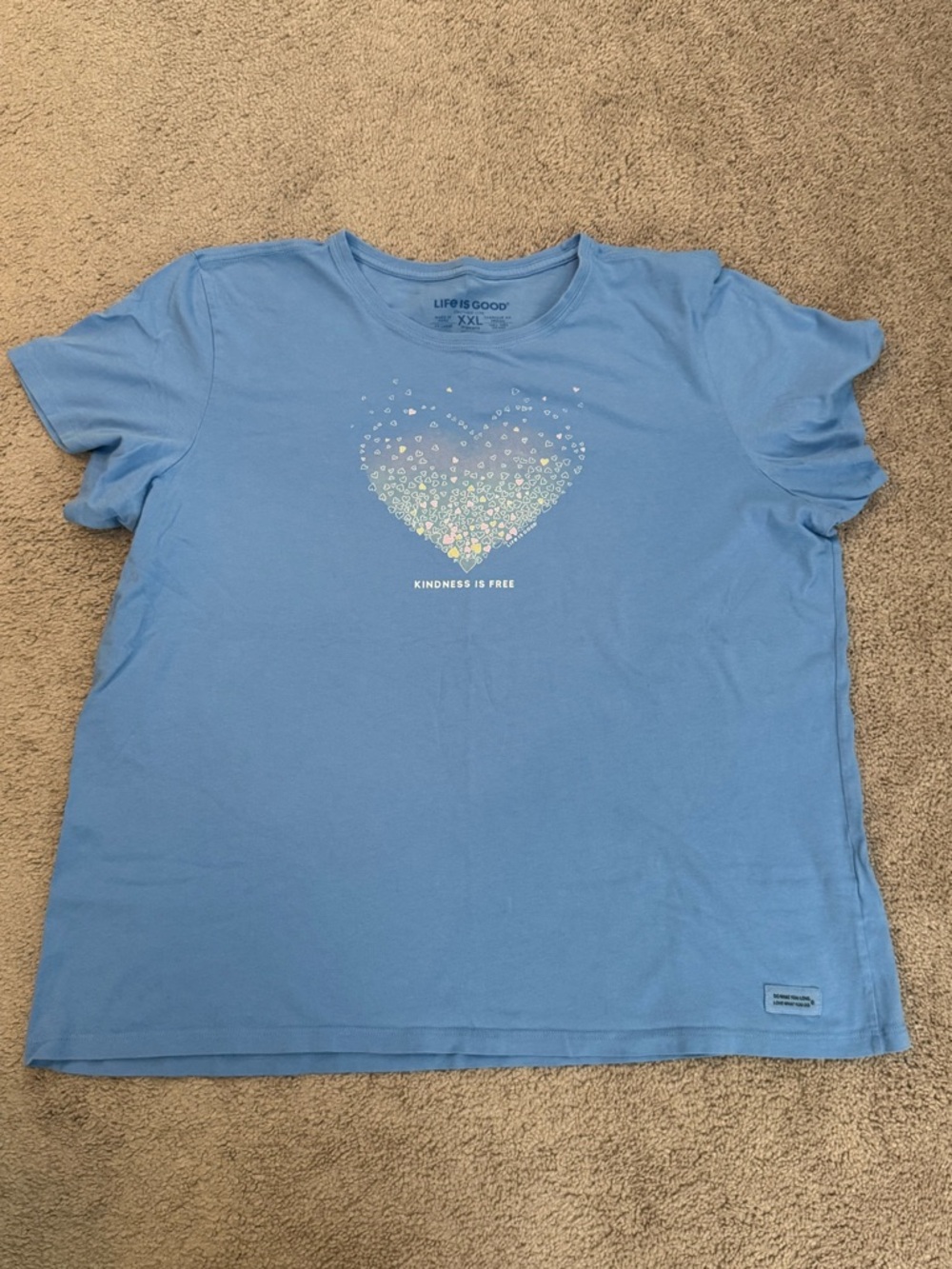 Life Is Good Light Blue Heart Graphic Tee